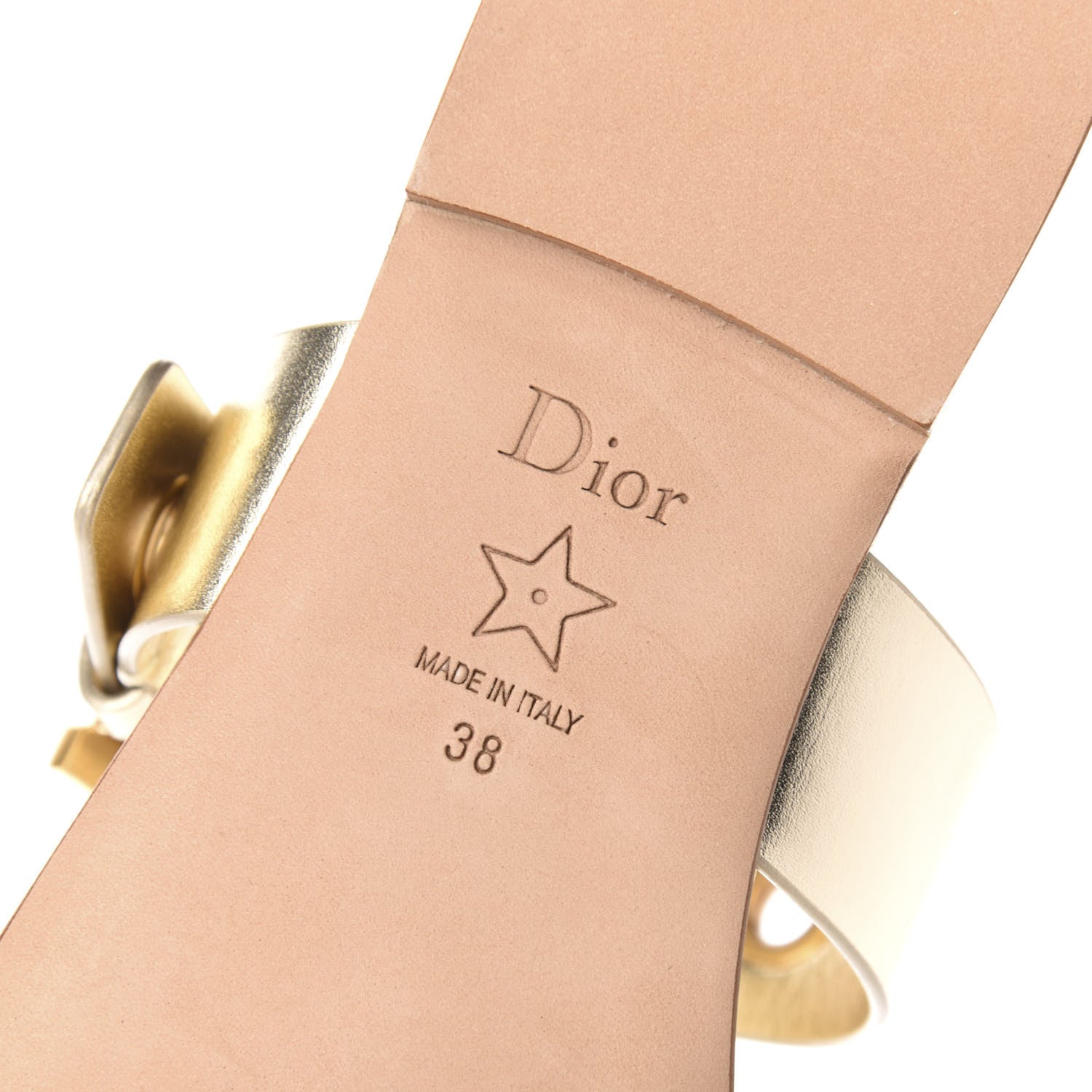Christian Dior Laminated Calfskin D-Dior Slide Sandals 38 Pale Gold 7 of 8