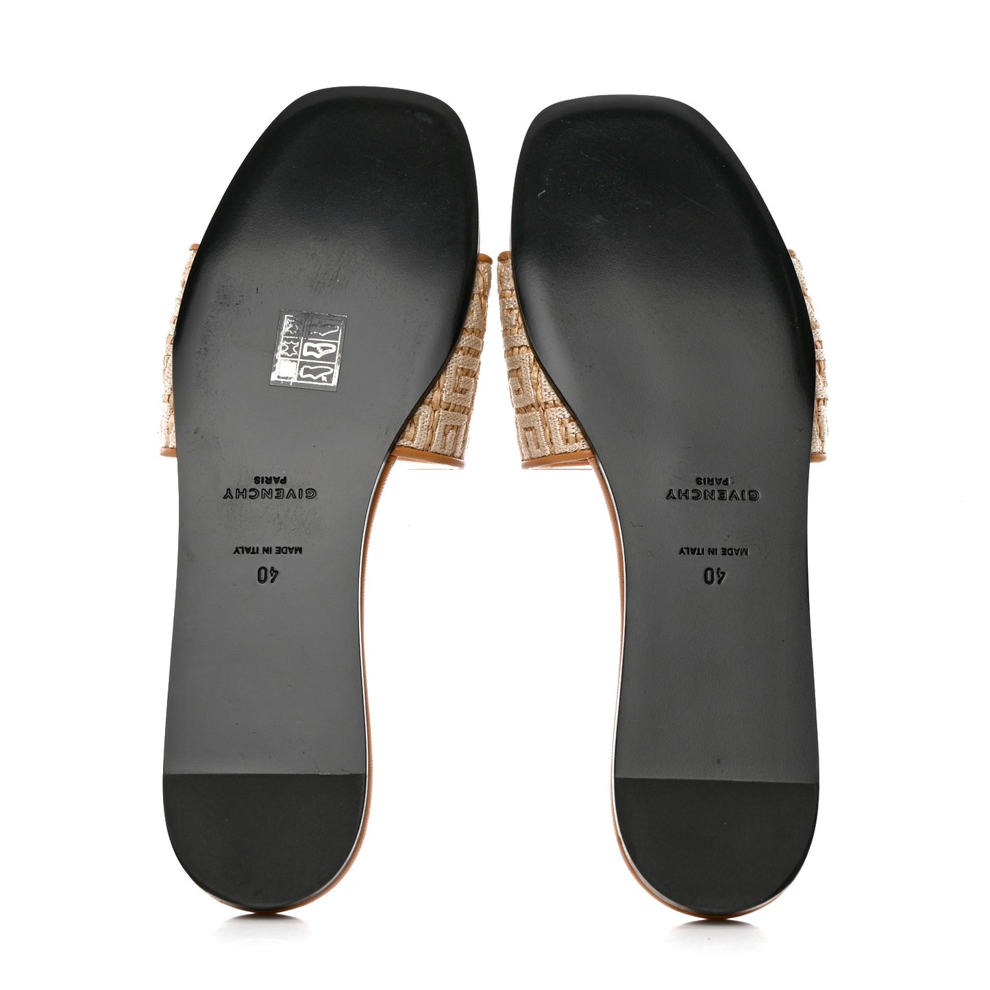 Canvas Raffia 4G Logo Mule Slide Sandals 40 Beige