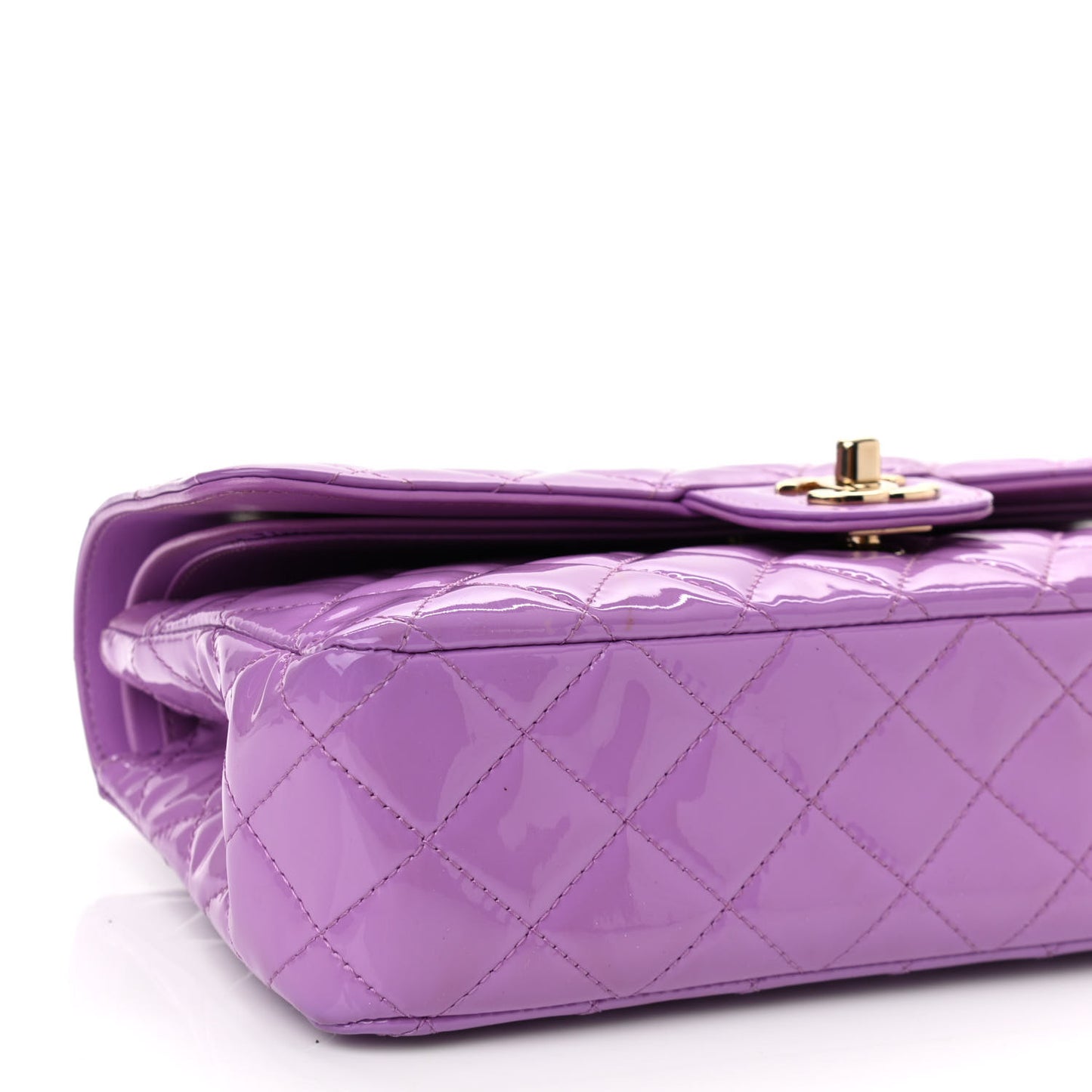 Patent Quilted Medium Double Flap Light Purple