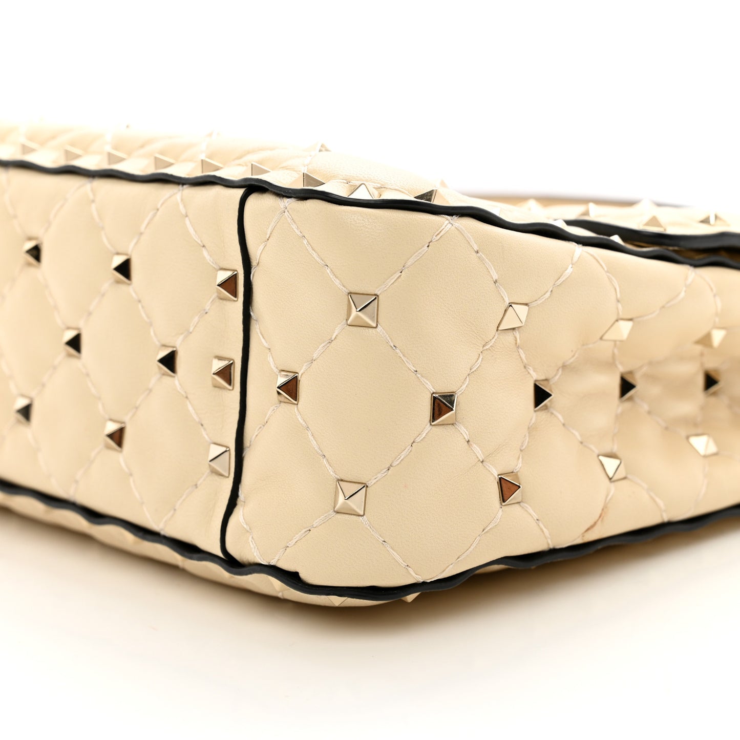 Nappa Medium Rockstud Spike Shoulder Bag Light Ivory