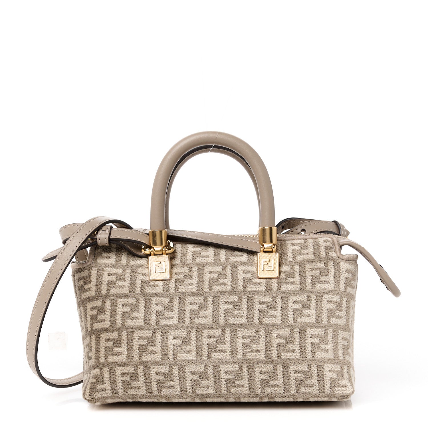 Fendi Chenille Vitello Micro FF Mini By The Way Top Handle Boston