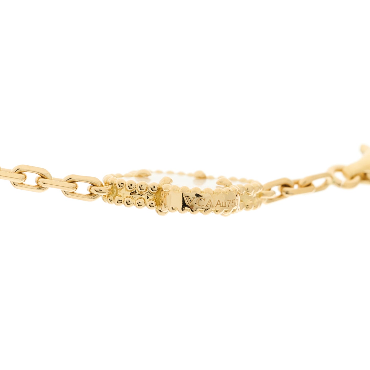 18K Yellow Gold Mother of Pearl 10 Motifs Vintage Alhambra Necklace