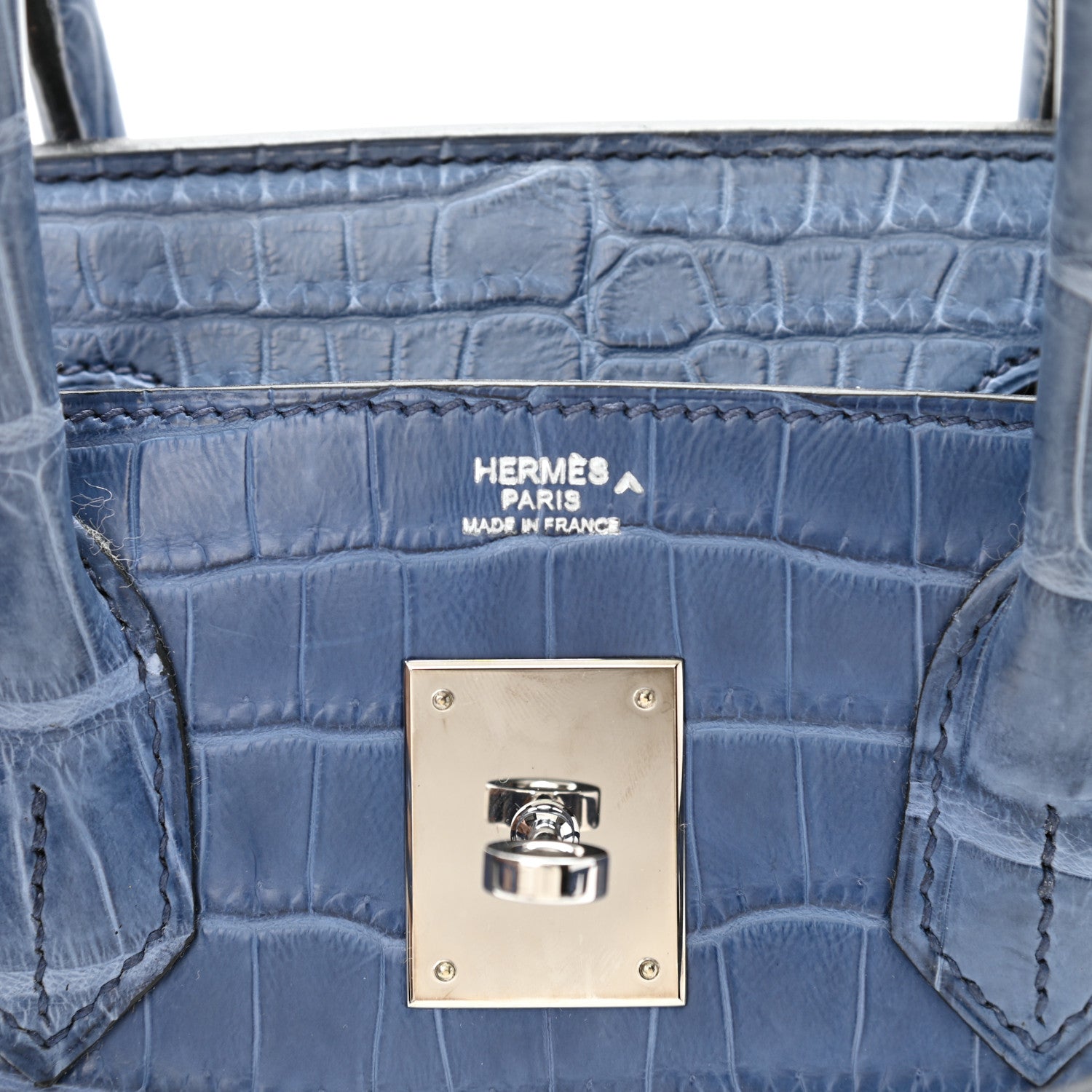 Hermes Matte Porosus Crocodile Birkin 30 Bleu Ciel 6 of 11