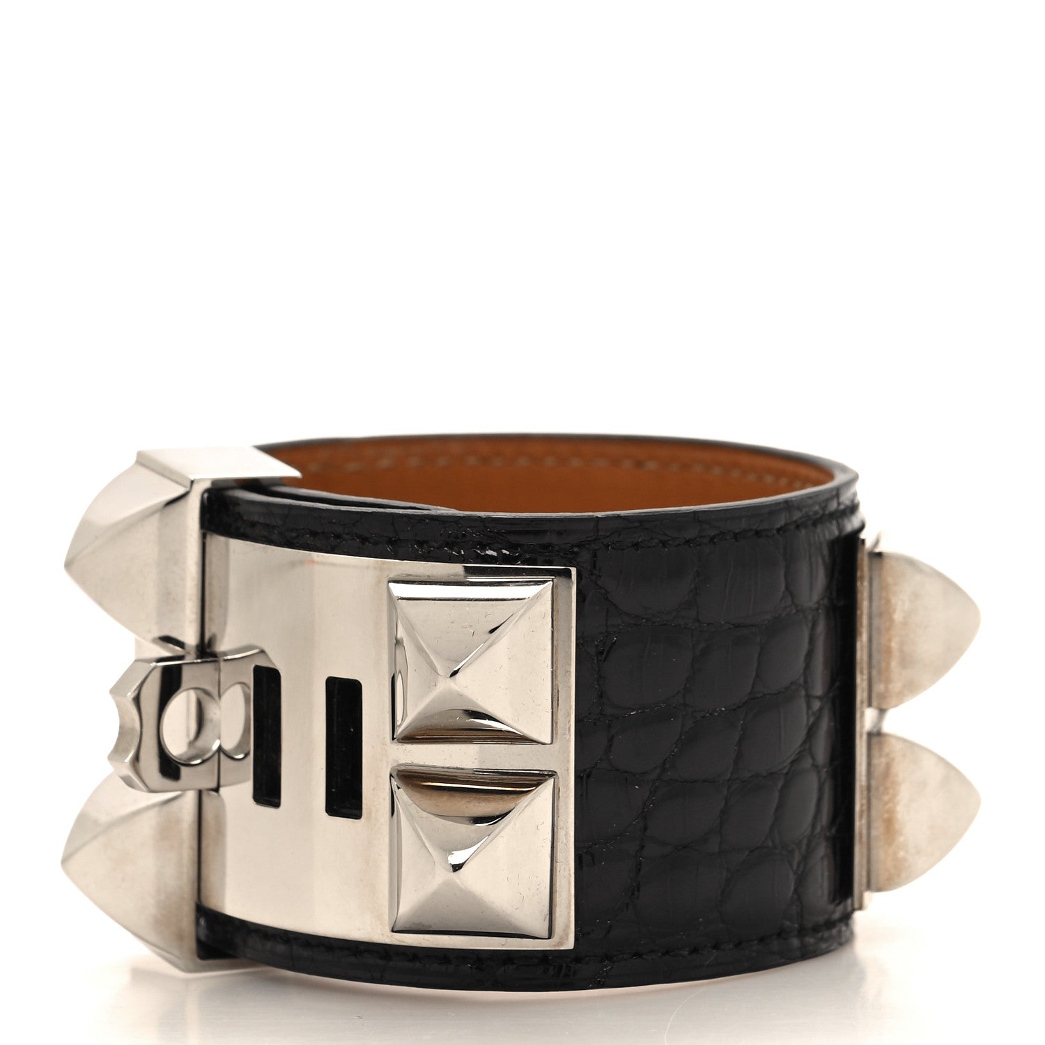 Hermes Shiny Alligator Collier De Chien CDC Bracelet Black 3 of 7