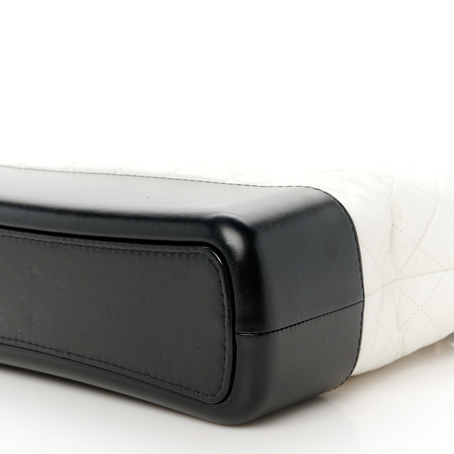 Aged Calfskin Quilted Large Gabrielle Hobo White Black