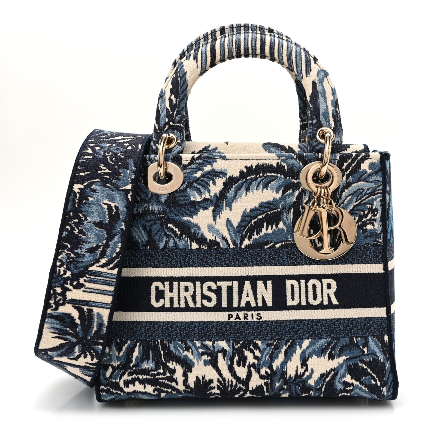 Christian Dior Canvas Embroidered Palm Tree Toile De Jouy Medium