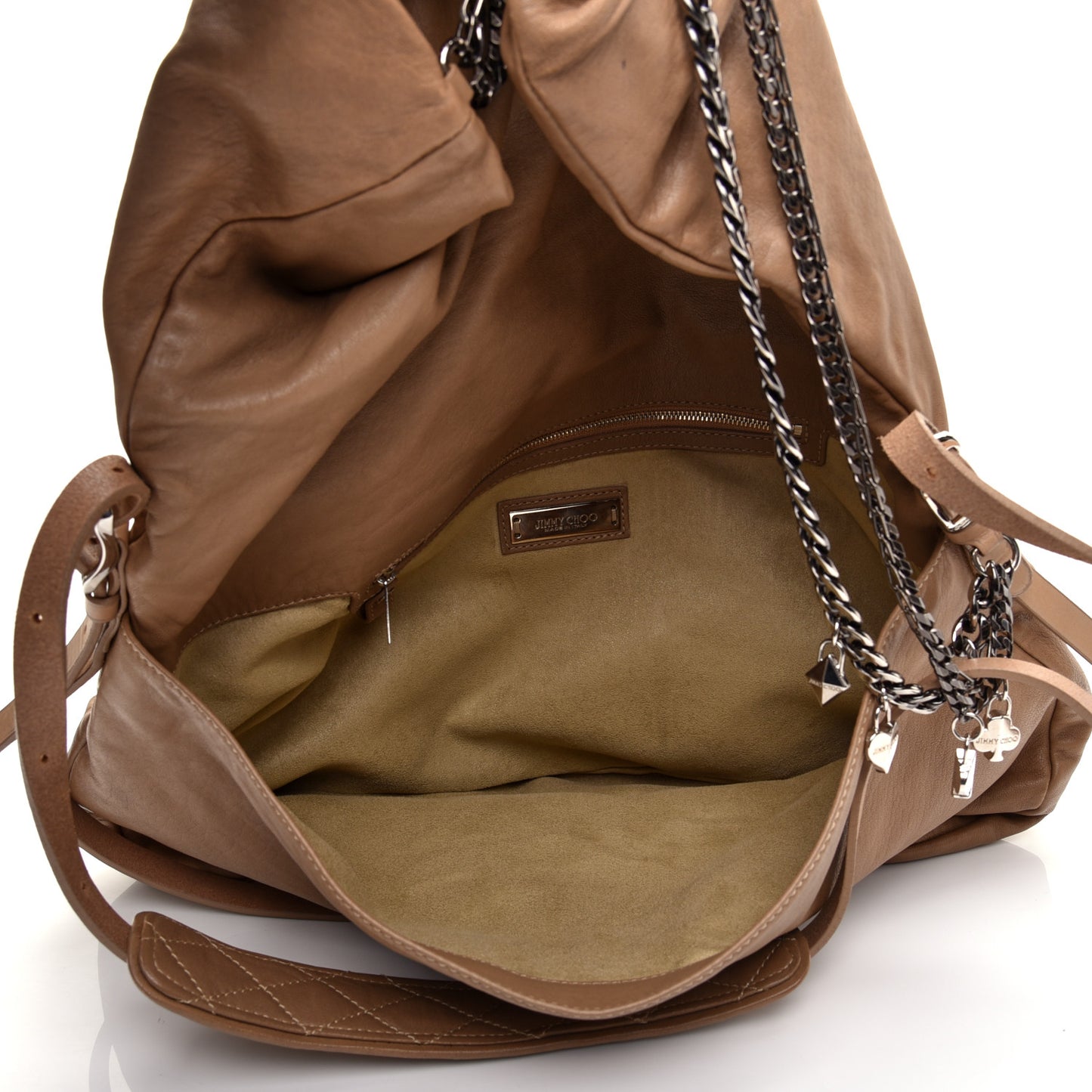 Lambskin Biker Large Hobo Beige