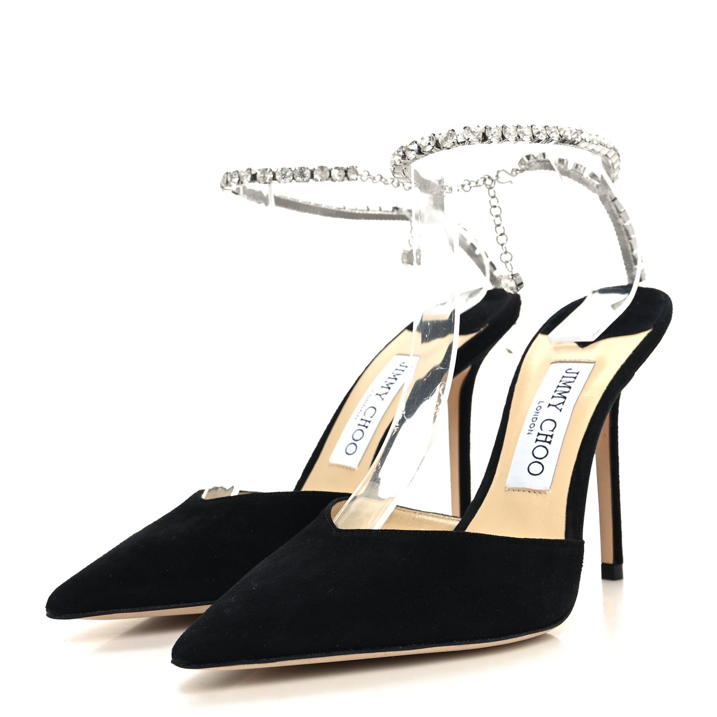 Suede Crystal Saeda 100 Pumps 38.5 Black