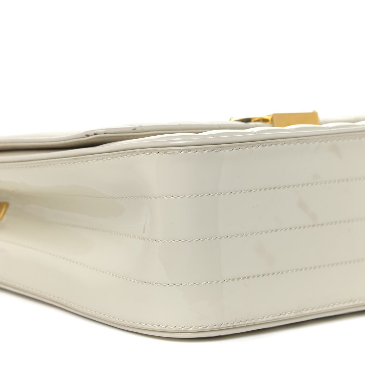 Patent Matelasse Monogram Large Vicky Chain Bag White
