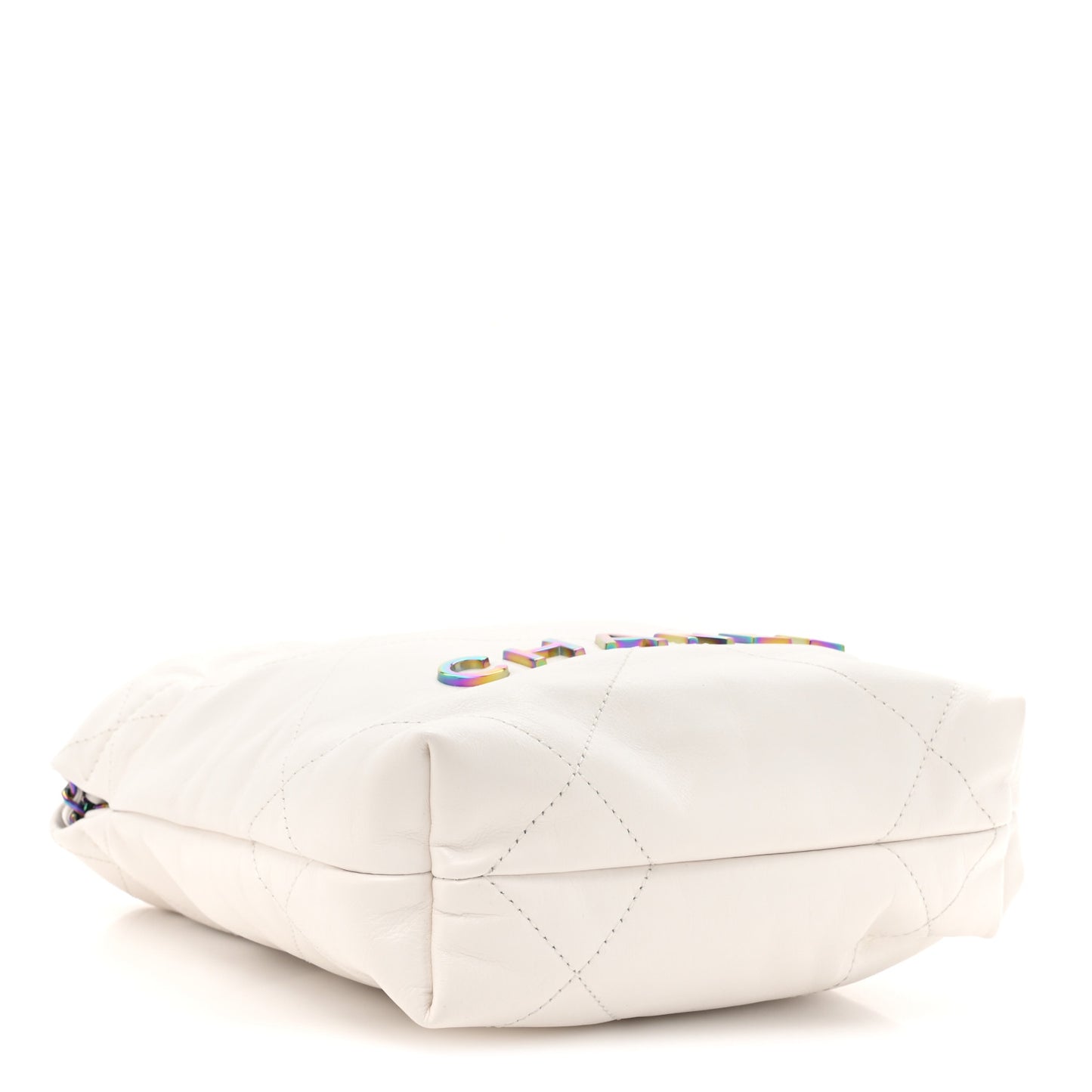 Shiny Calfskin Quilted Rainbow Mini Chanel 22 White