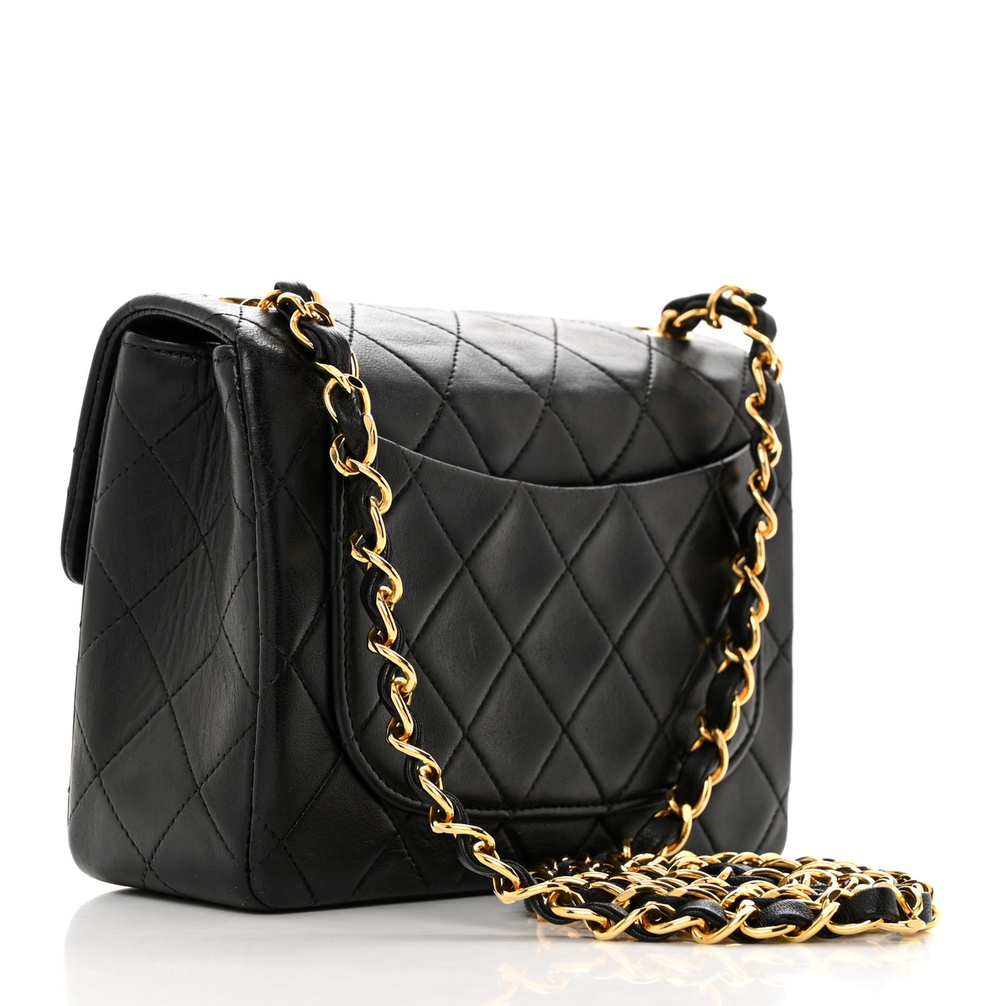Lambskin Quilted Mini Square Flap Bag Black