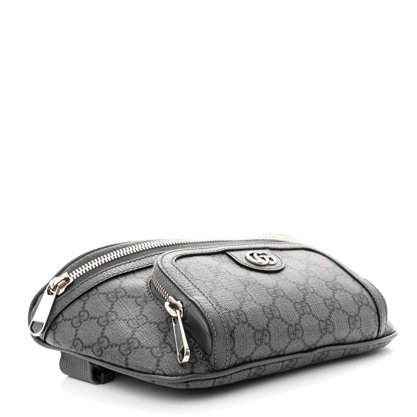 GG Supreme Monogram Textured Dollar Calfskin Ophidia Belt Bag Grey Black Graphite Grey
