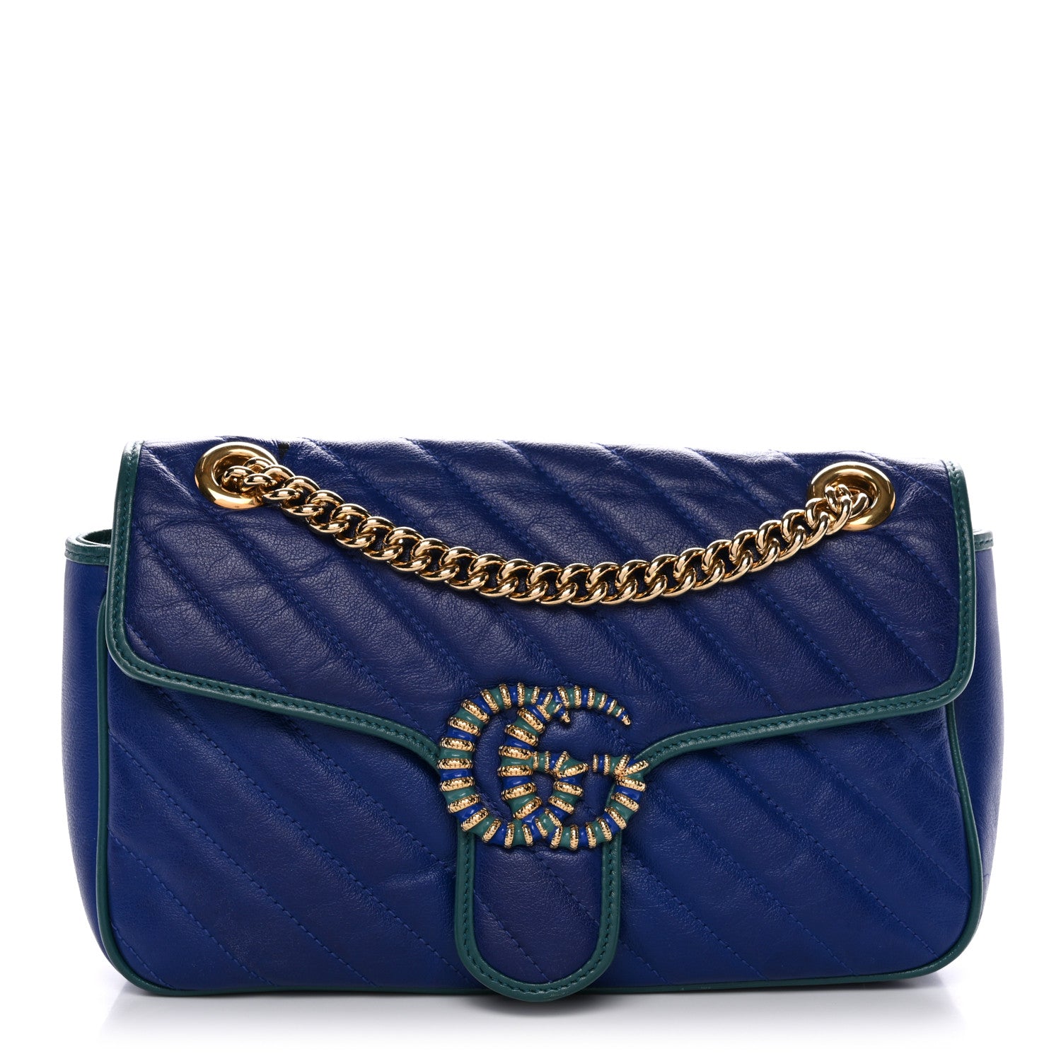 Gucci Azalea Calfskin Enamel Matelasse Diagonal Small Torchon GG