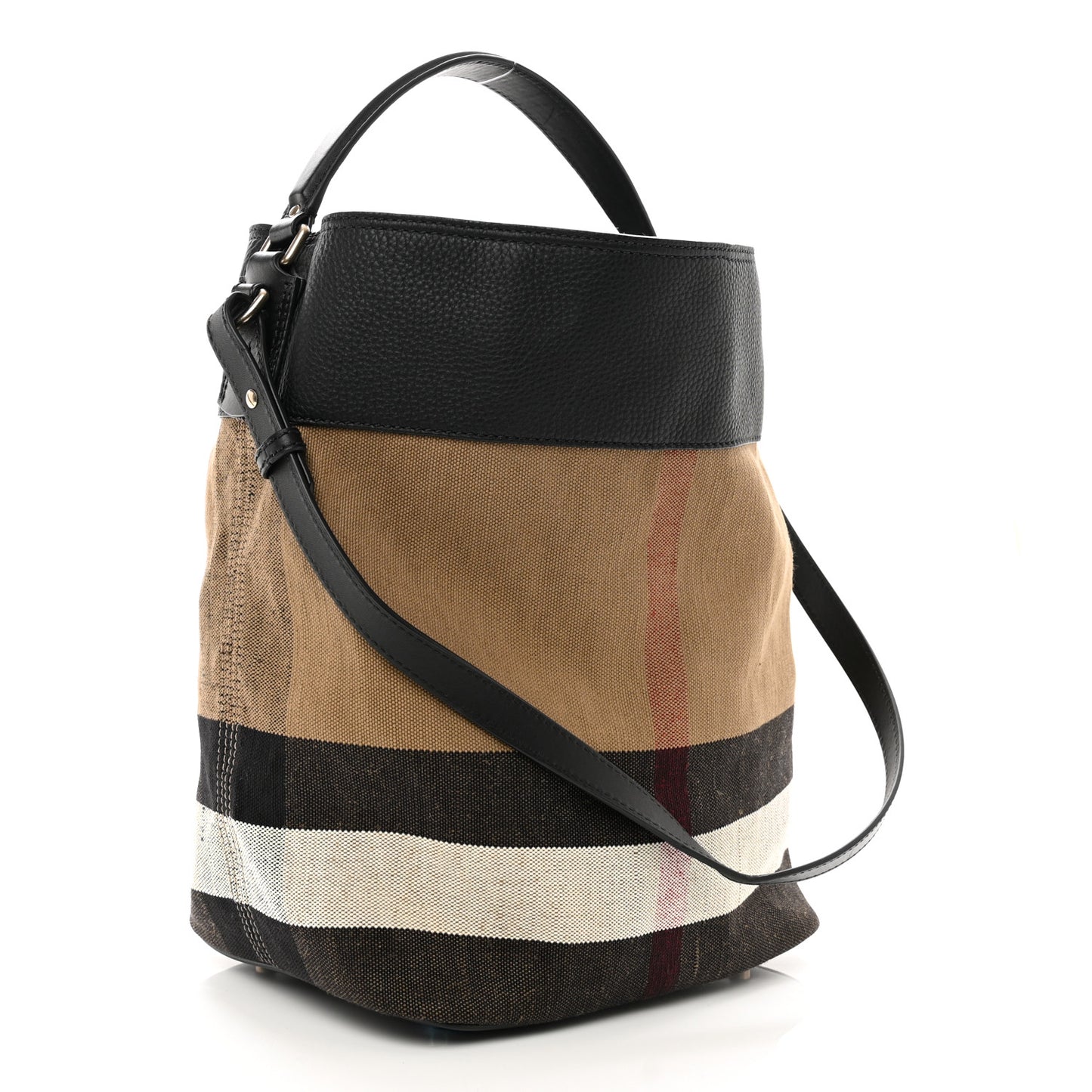 Grainy Calfskin Canvas Mega Check Medium Ashby Tassel Hobo Black