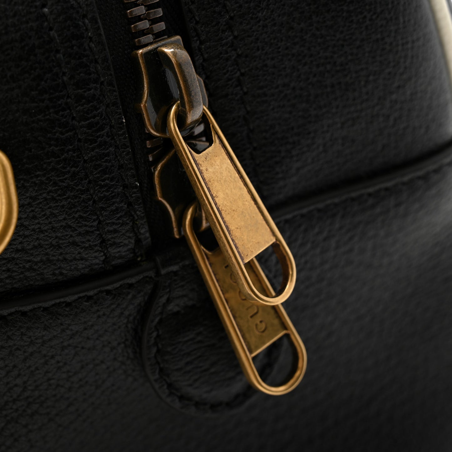 X ADIDAS Textured Dollar Calfskin Web Trefoil Logo Embossed Mini Bowling Bag Black Off White