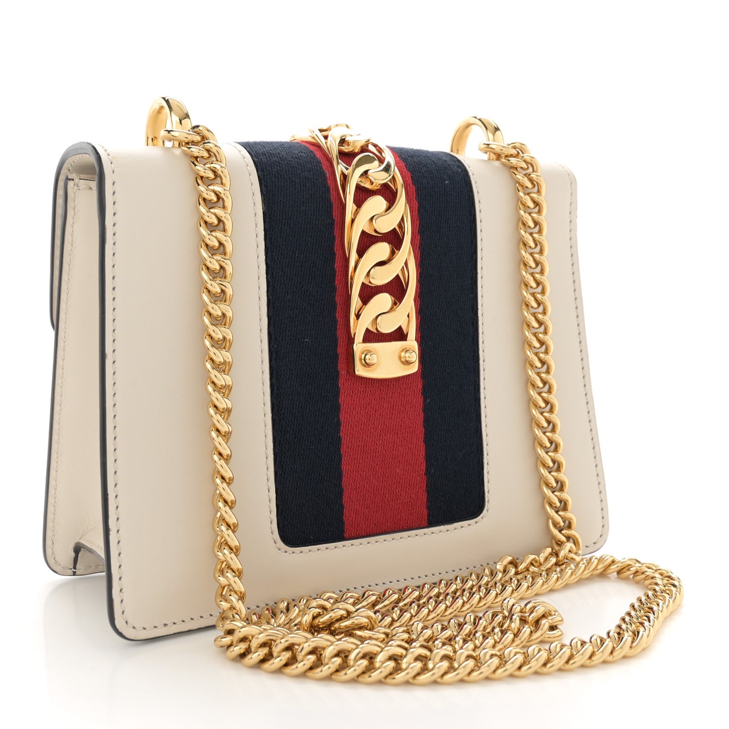 Calfskin Mini Sylvie Chain Shoulder Bag White