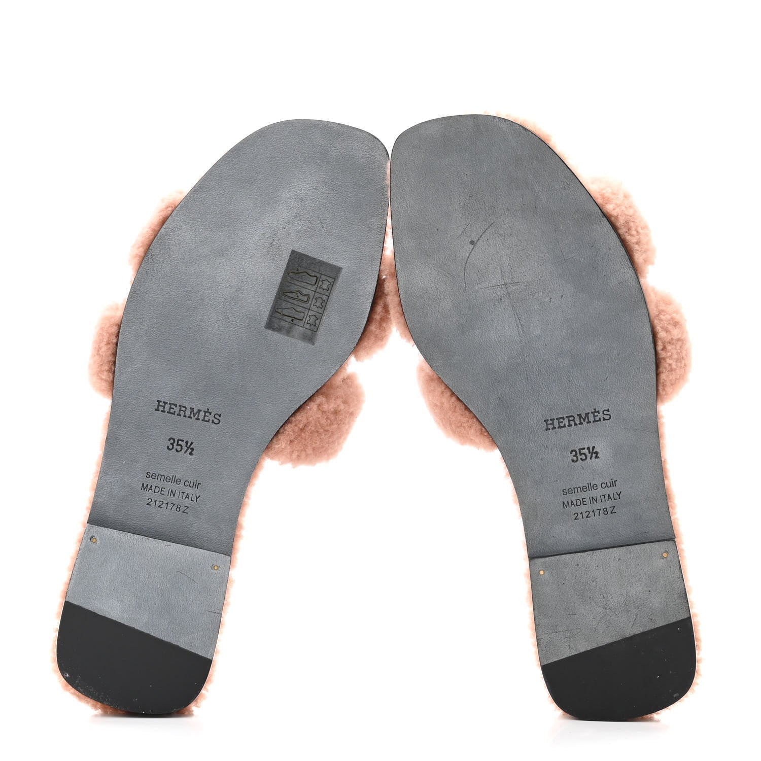 Hermes Woolskin Oran Sandals 35.5 Rose Aube 5 of 7