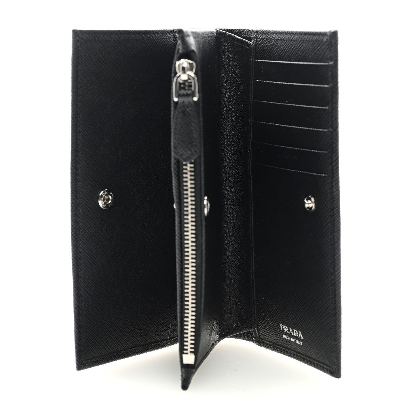 Saffiano Metal Large Zip Wallet Black
