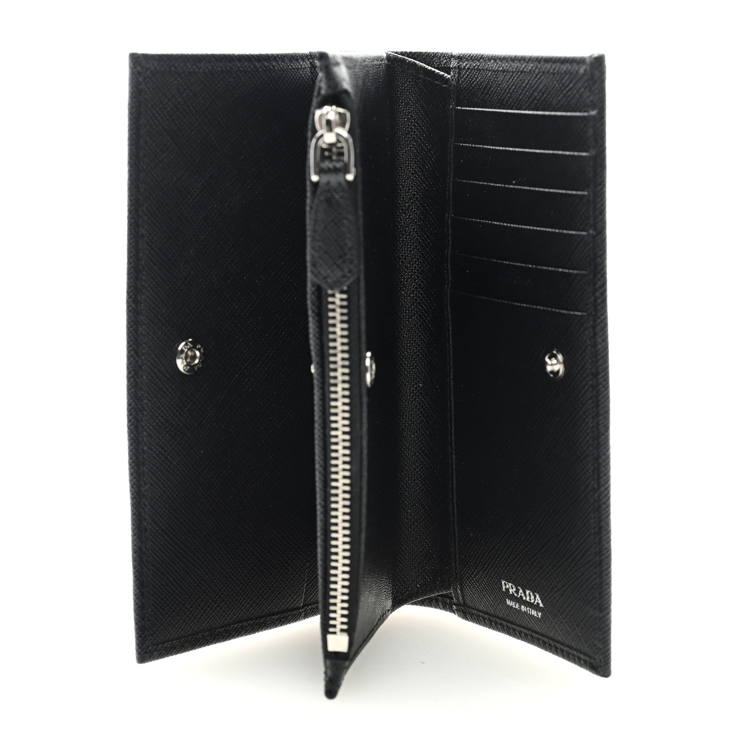 Prada Saffiano Metal Large Zip Wallet Black 5 of 7