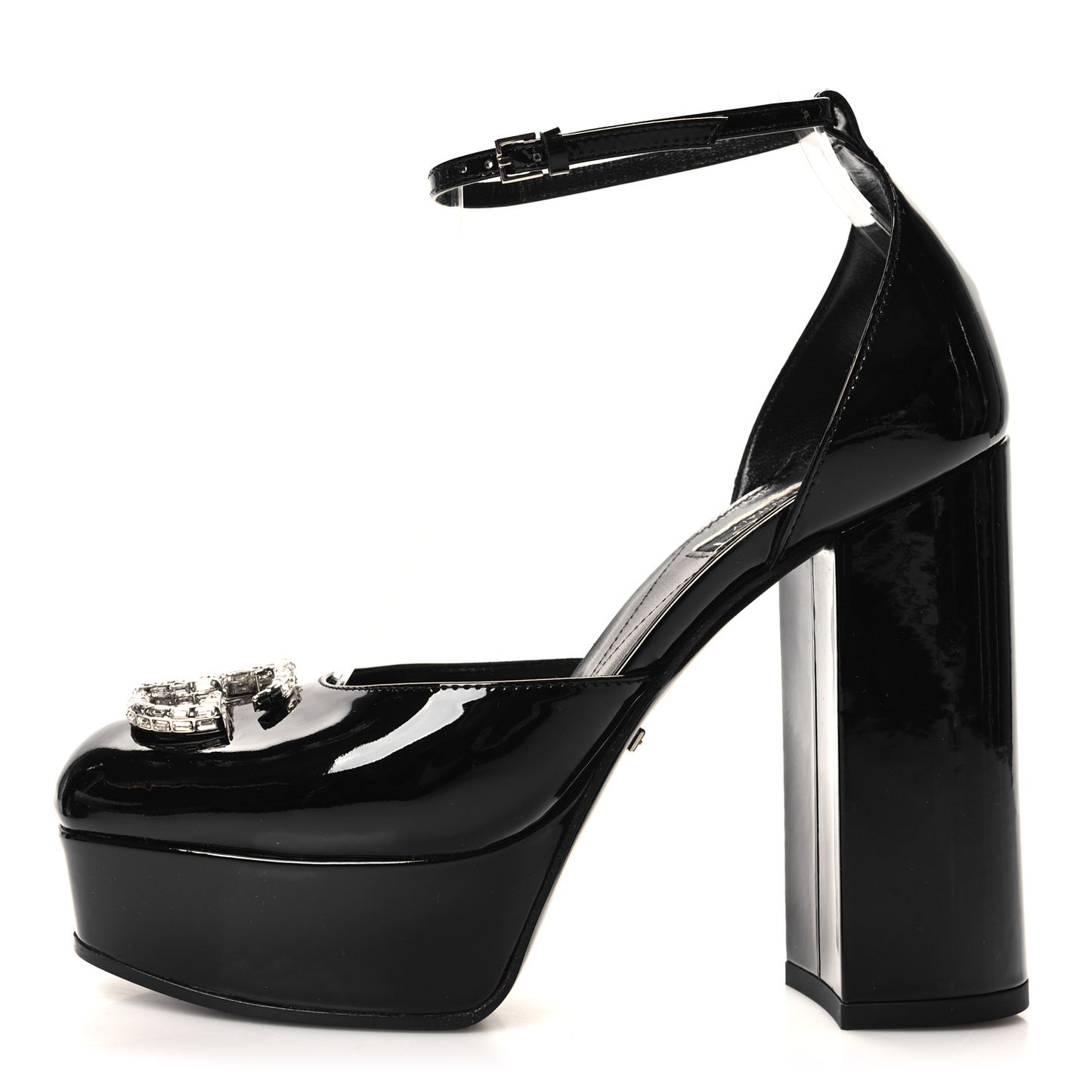 Patent Crystal Double G Platform Pumps 35.5 Black