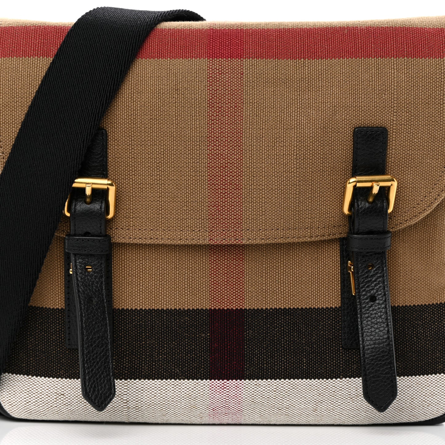 Canvas Mega Check Large Baildon Messenger Bag Black