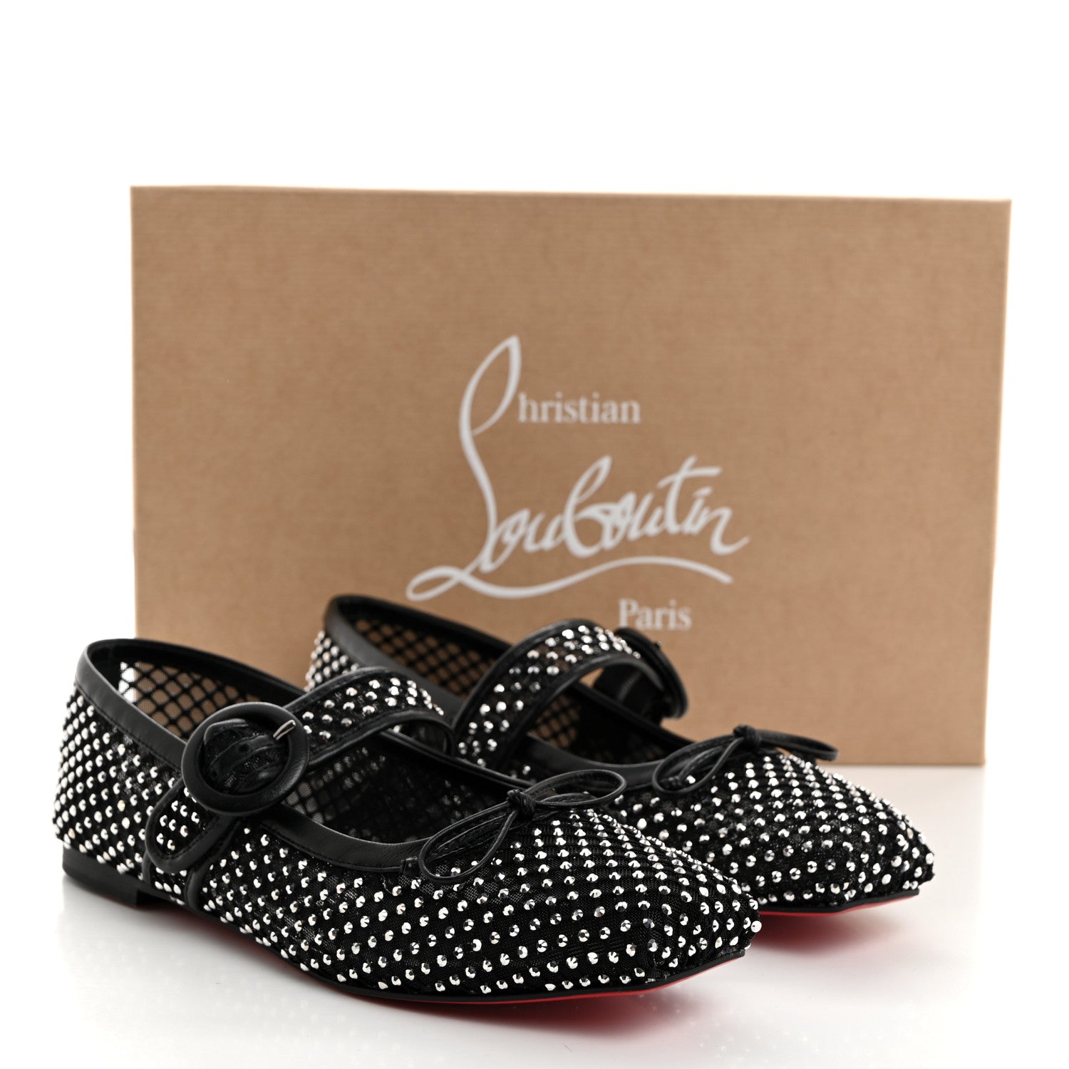 Christian Louboutin Crystal Mamastrapitina Strass Mesh Ballerina Flats 37.5 Black 8 of 8