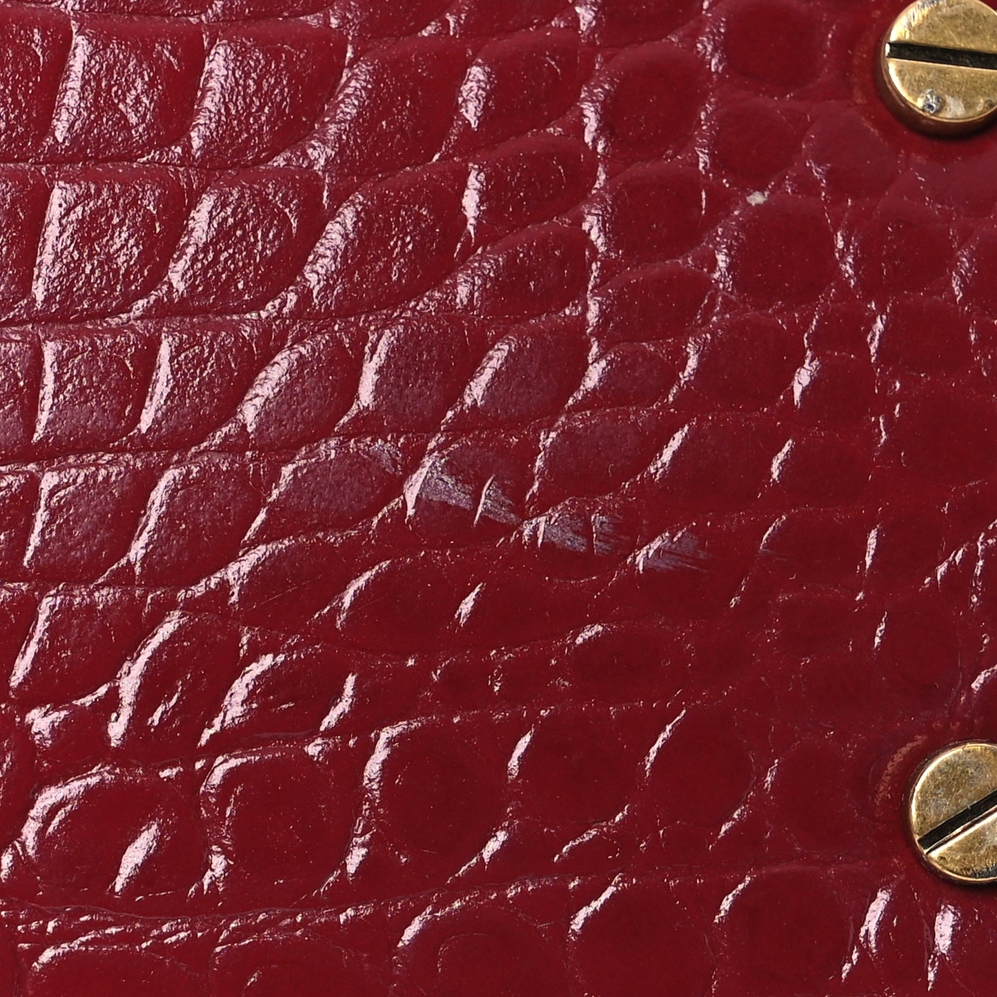 Calfskin Crocodile Embossed Mini Classic Monogram Cassandra Top Handle Red