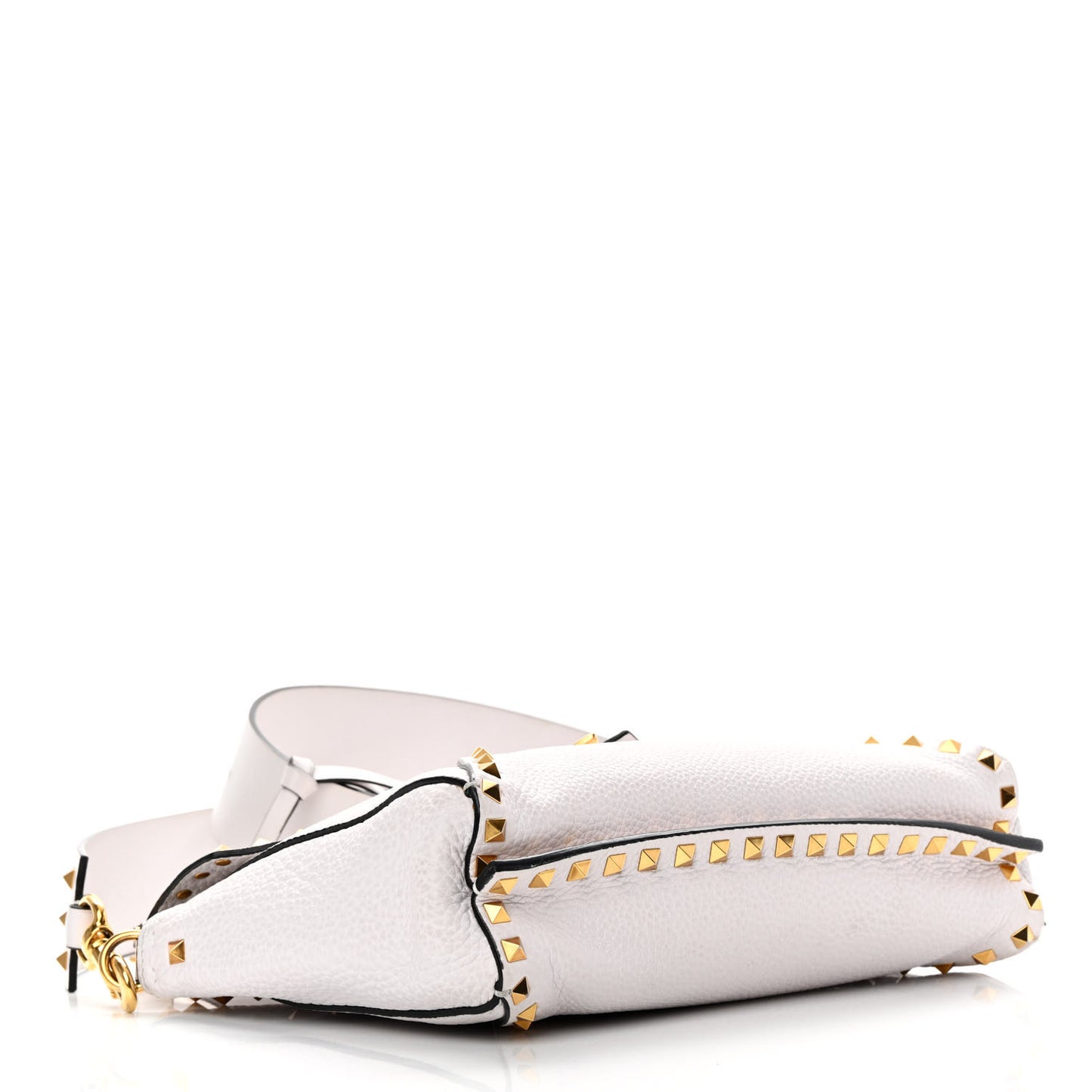 Pebbled Calfskin Medium Rockstud Hype Shoulder Bag White