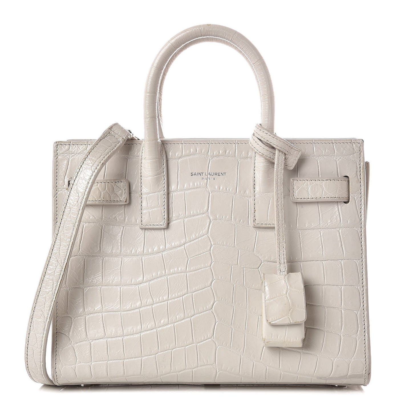 Croc Calfskin Embossed Nano Sac De Jour Cream Souffle