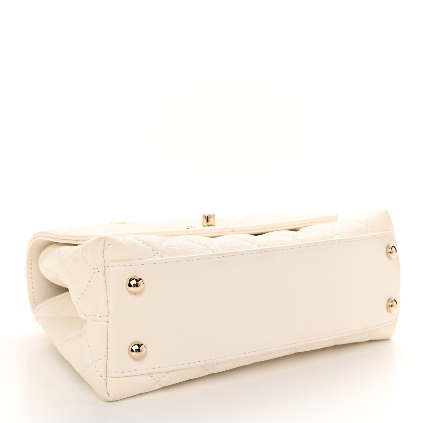 Caviar Quilted Mini Coco Handle Flap White
