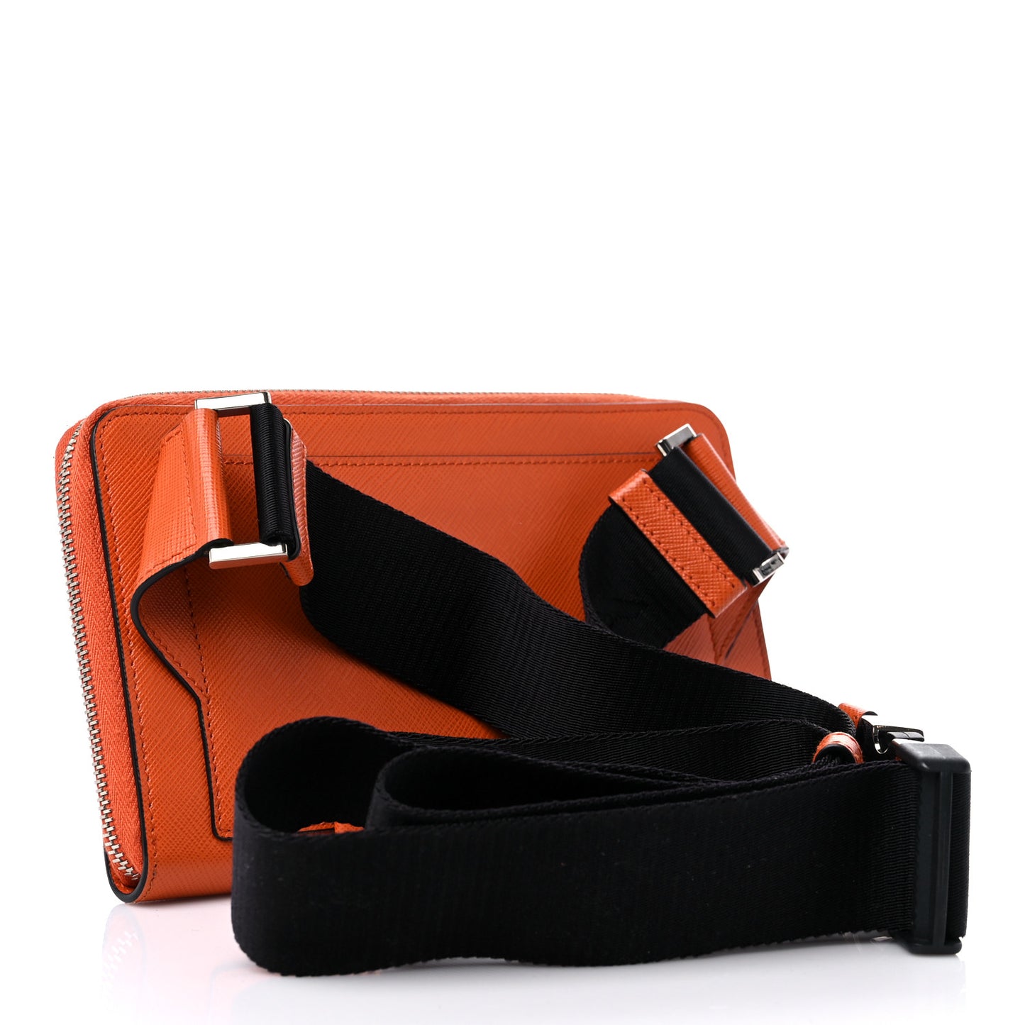 Saffiano Travel Double Zip Crossbody Belt Bag Papaya
