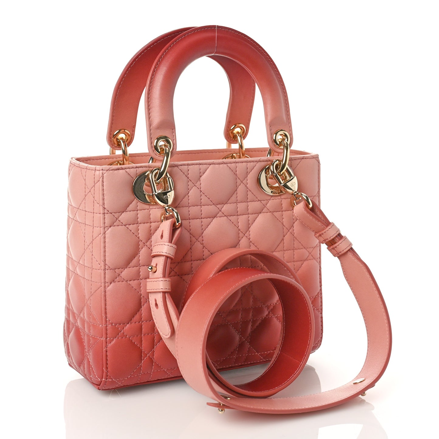 Lambskin Cannage Gradient Small Lady Dior Pink