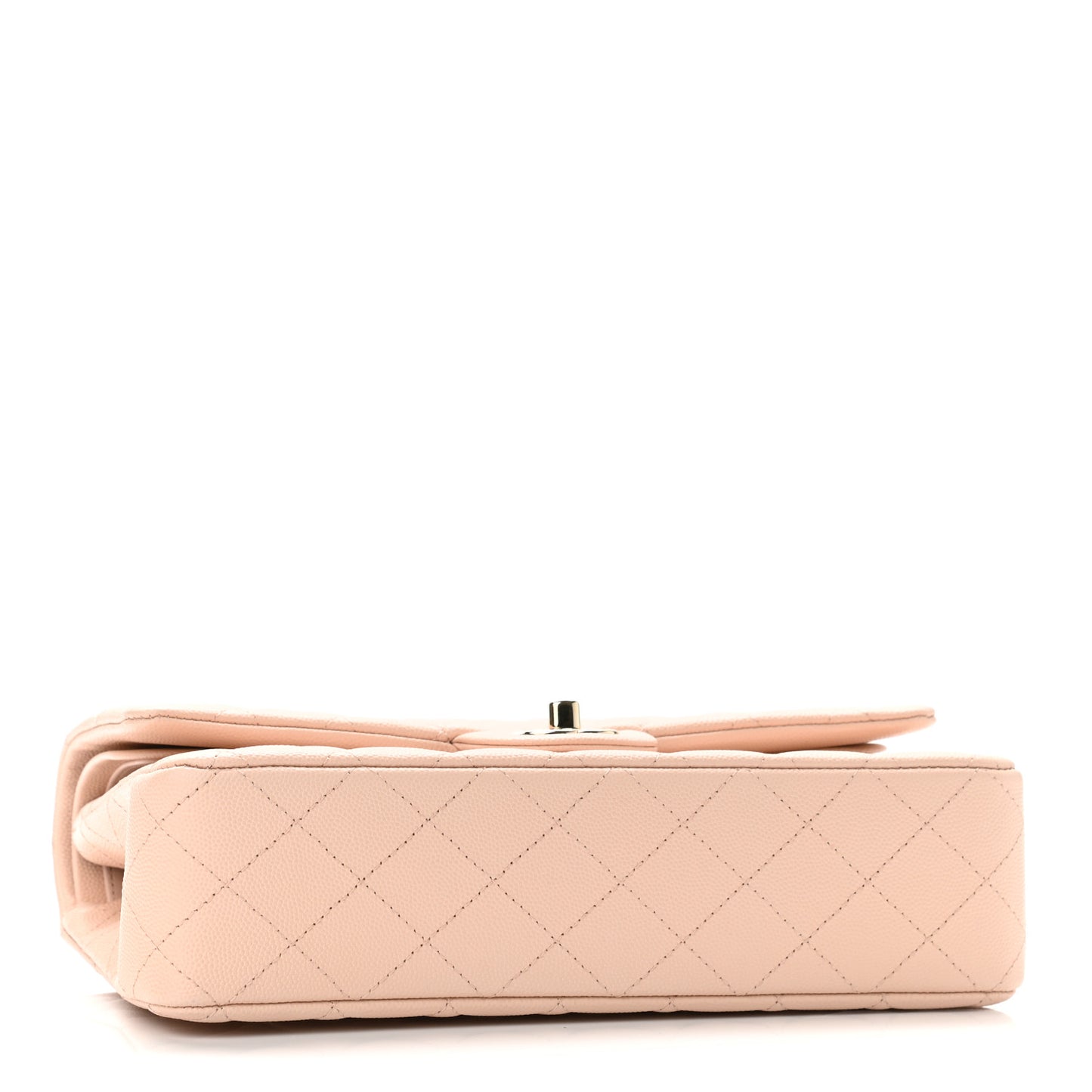 Caviar Quilted Medium Double Flap Light Beige