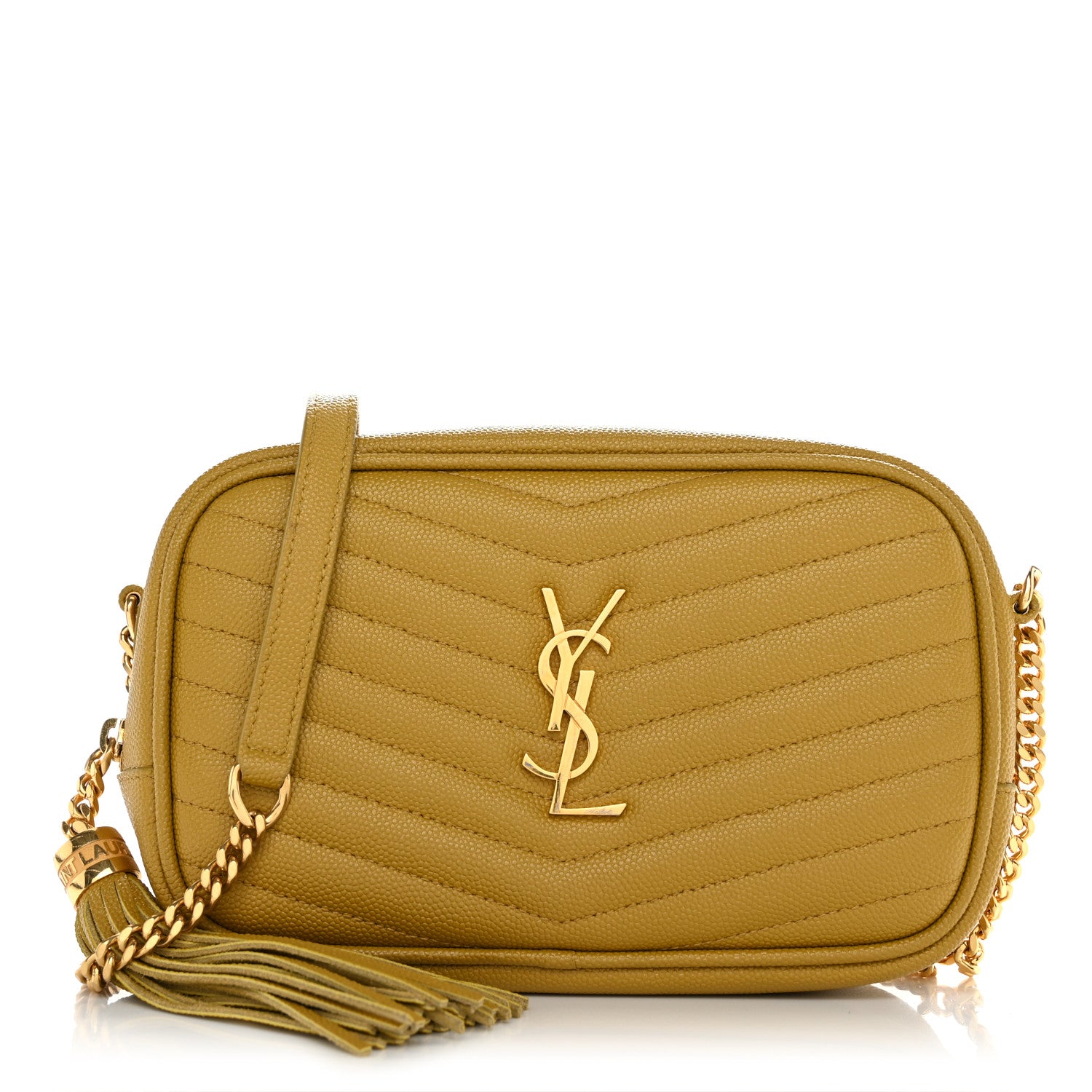 Saint Laurent Grain De Poudre Matelasse Monogram Mini Lou Camera Bag Light Chartreuse 1 of 10
