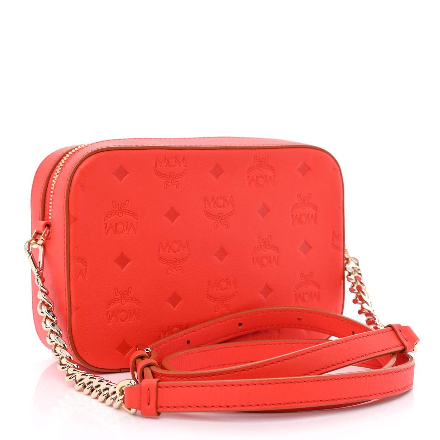 Calfskin Ottomar Monogram Klara Crossbody Bag Hot Coral