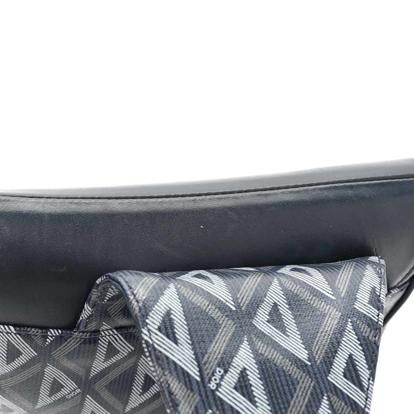 Coated Canvas Calfskin CD Diamond Mens Saddle Bag Navy
