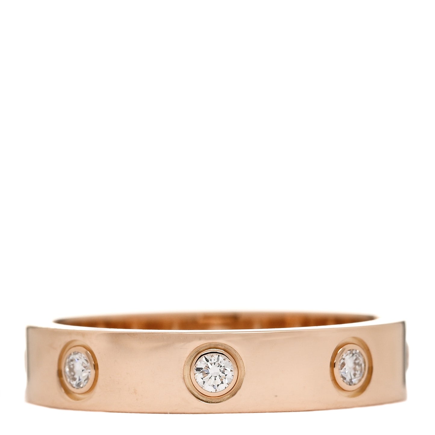 18K Pink Gold 8 Diamond 4mm LOVE Wedding Band Ring 50 5.25