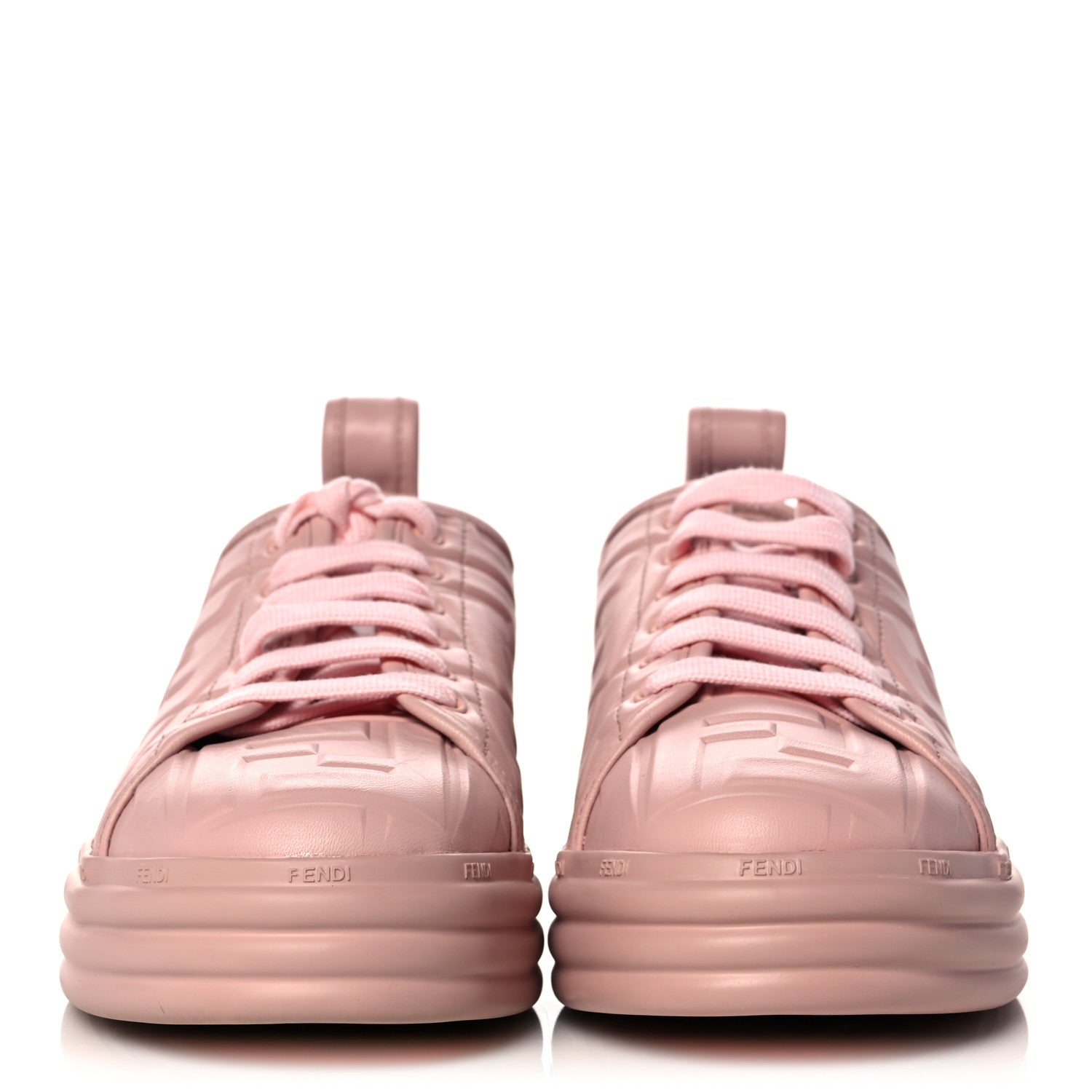 Fendi Lambksin FF Embossed Rise Low Top Sneakers 37.5 Pink 2 of 9