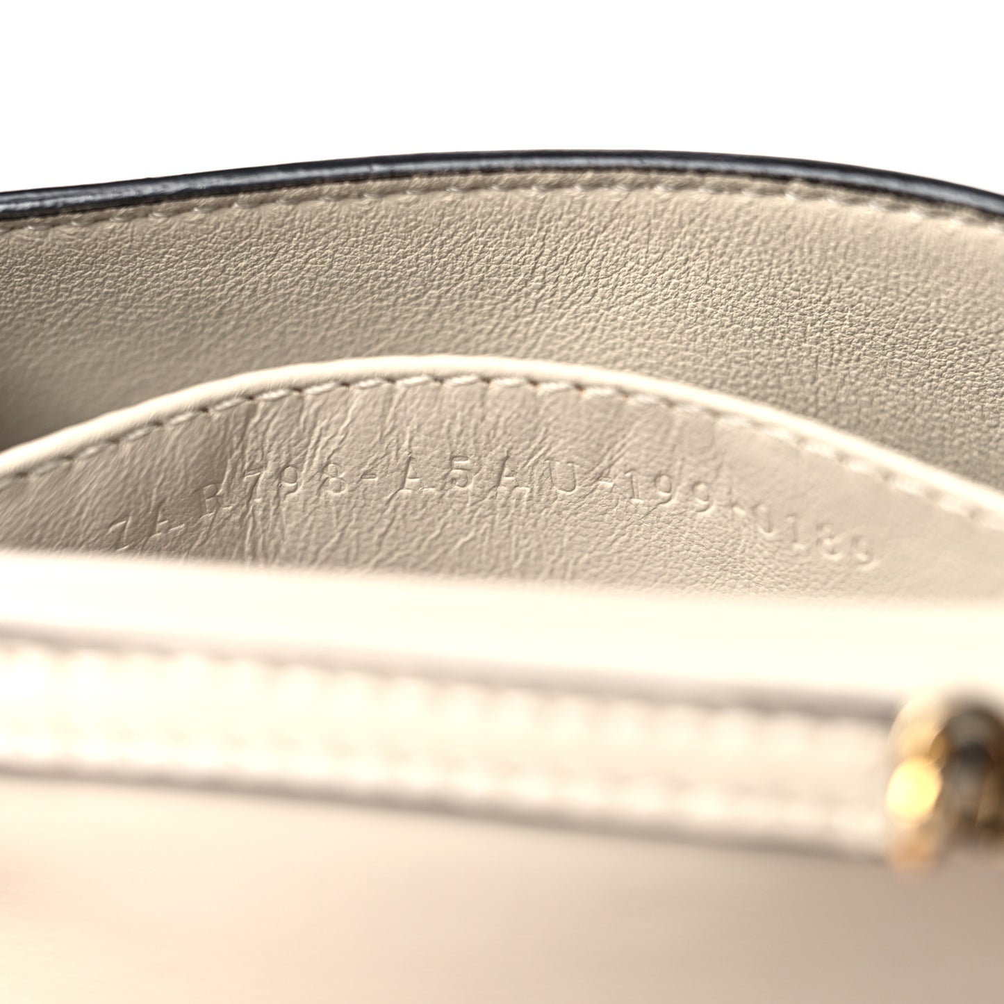 Vitello Vernice Mou Nano Baguette Belt Charm Latte