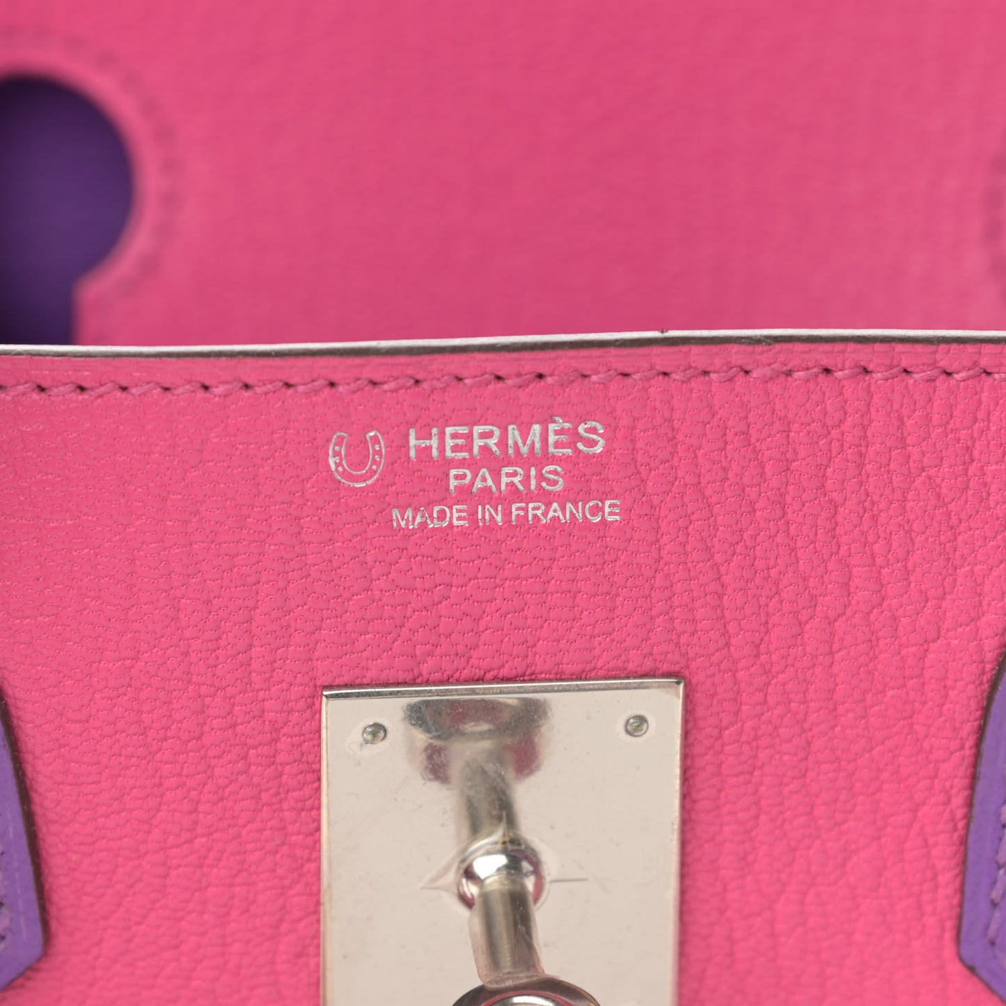 Chevre Bi-Color Horseshoe Birkin 30 Rose Shocking Iris
