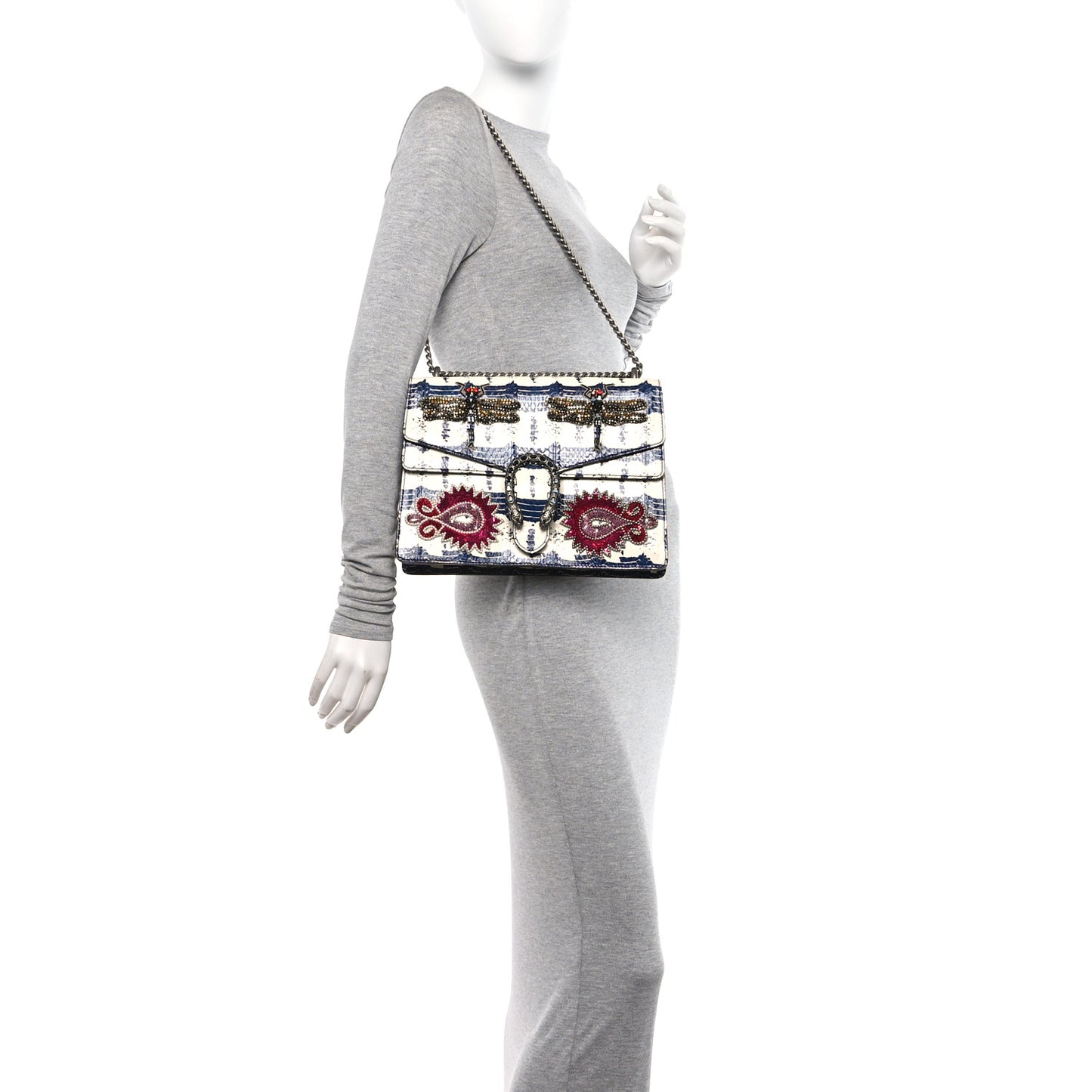 Snakeskin Dragonfly Medium Dionysus Shoulder Bag Blue