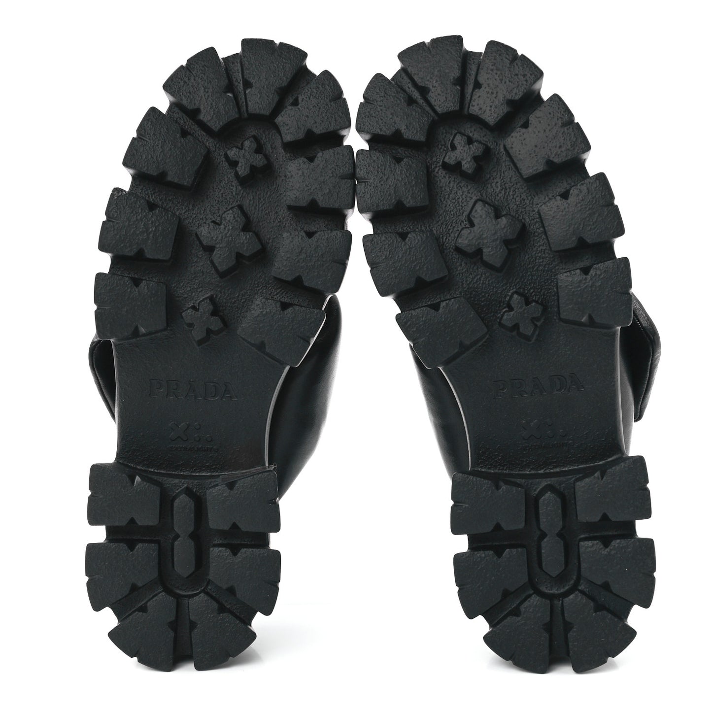 Nappa Soft Metal Triangle Logo Padded Monolith 55mm Slingback Sandals 39 Black