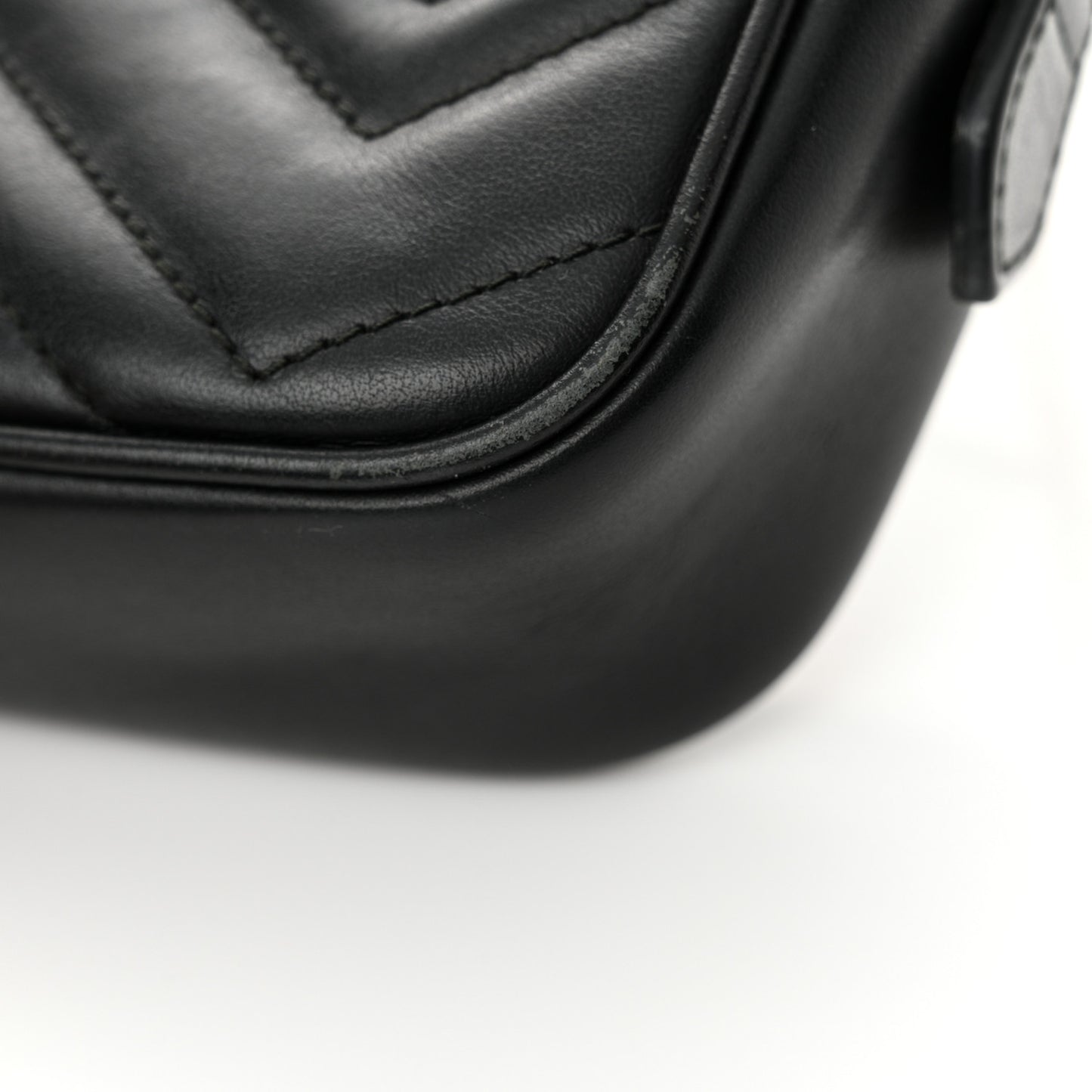Calfskin Matelasse Mini GG Marmont Chain Shoulder Bag Black