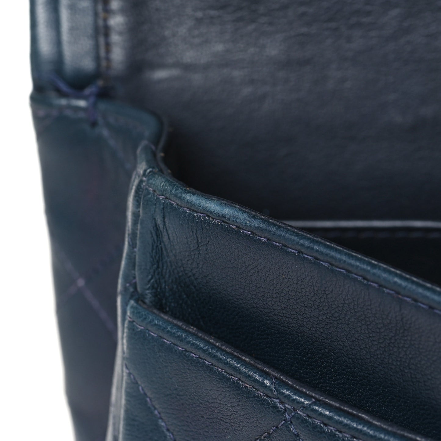 Lambskin Quilted Medium Double Flap Navy