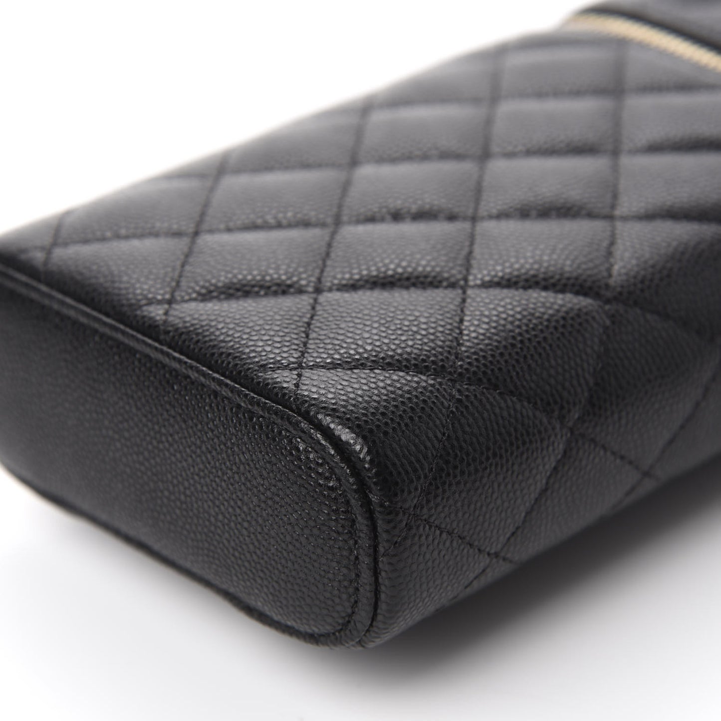 Caviar Quilted Phone Holder With Chain Black