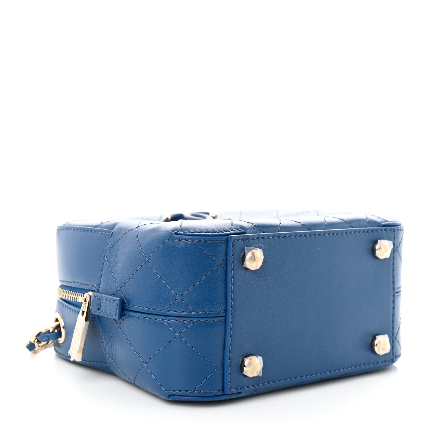 Calfskin Stitched Enamel CC Camera Case Bag Blue