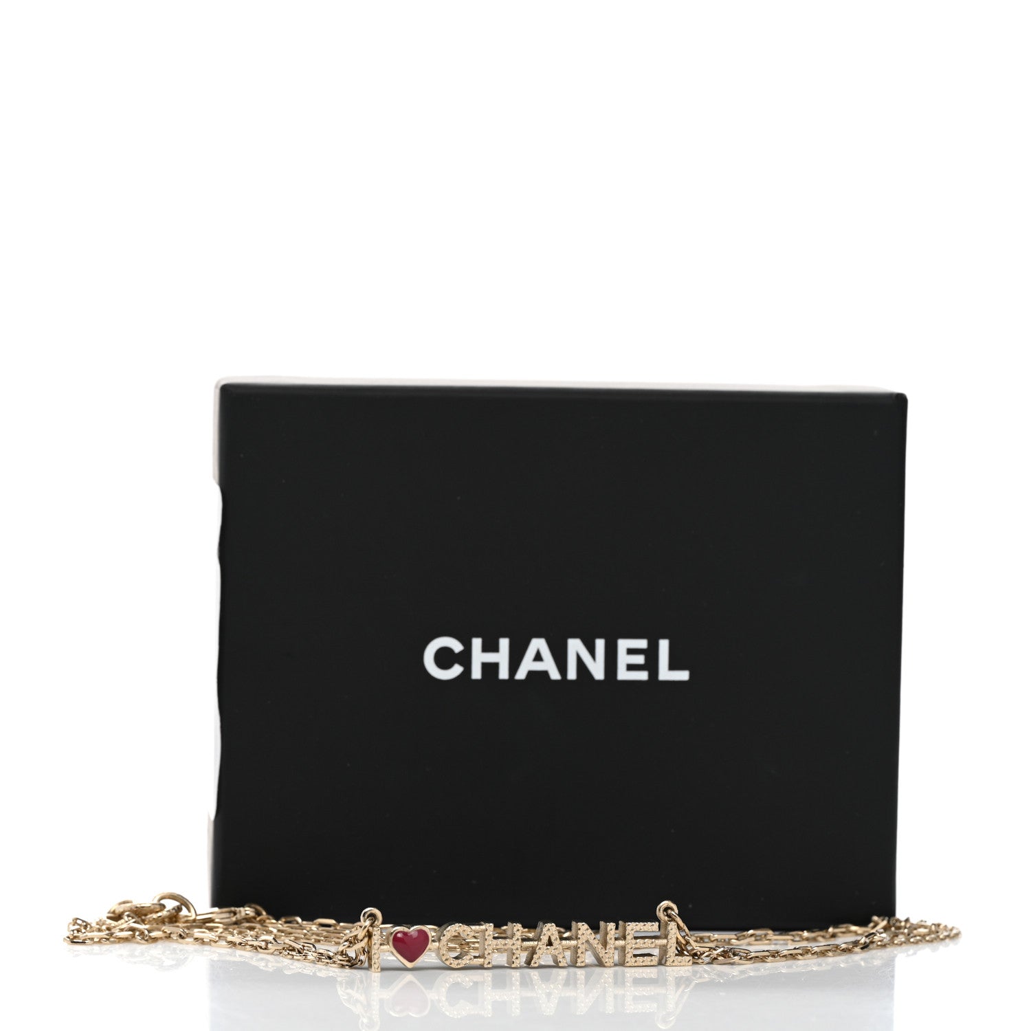 Chanel Quilted I Heart Chanel Logo Necklace Gold 6 of 6