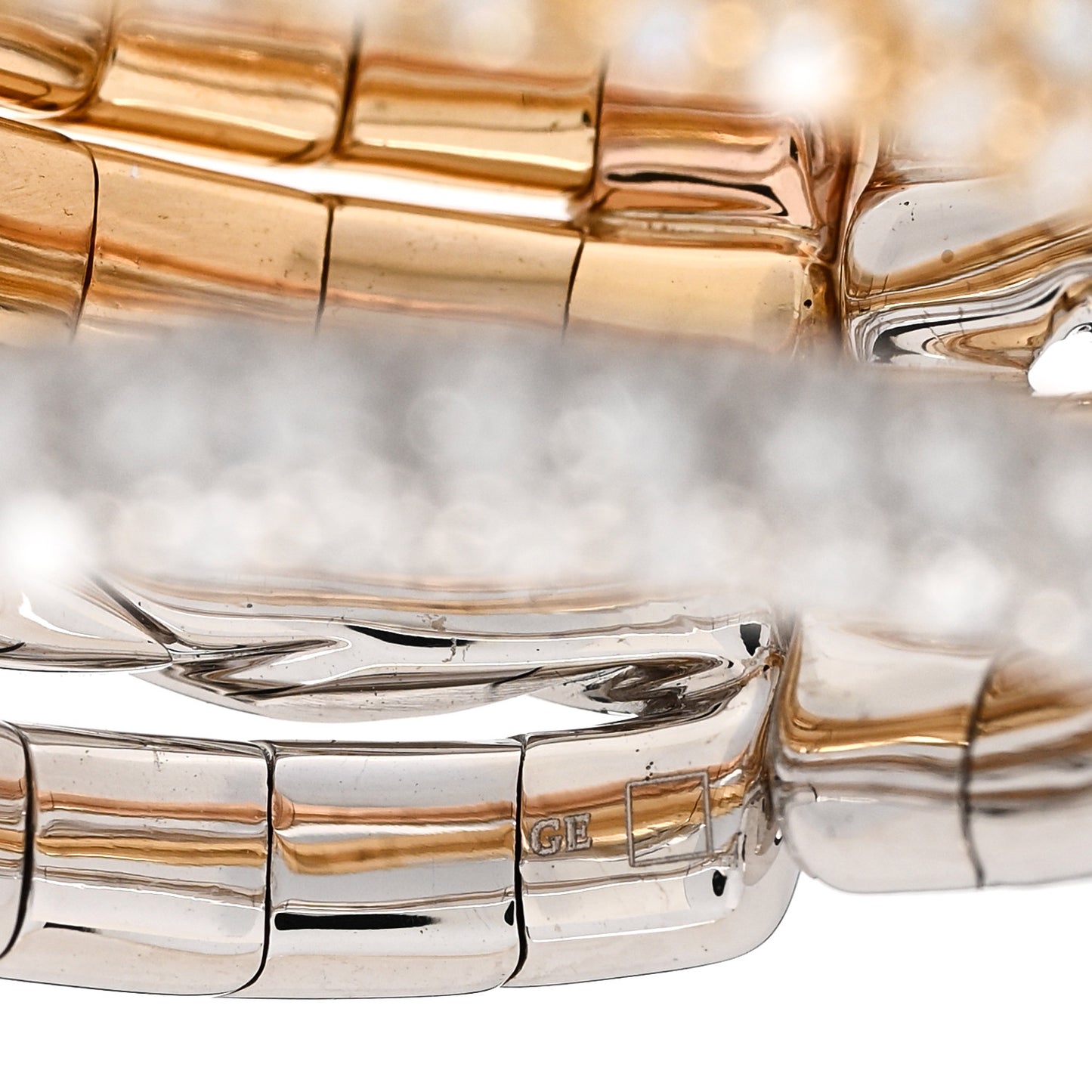 18K Yellow White Rose Gold Diamond Pave Flex Four-Row Ring 58 8.25