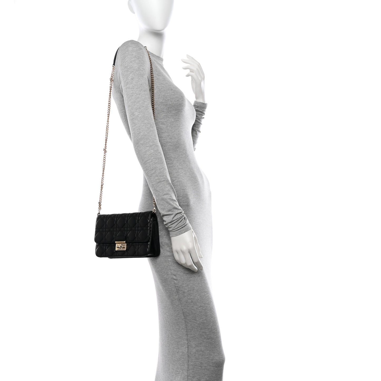 Lambskin Cannage Miss Dior Promenade Pouch Black