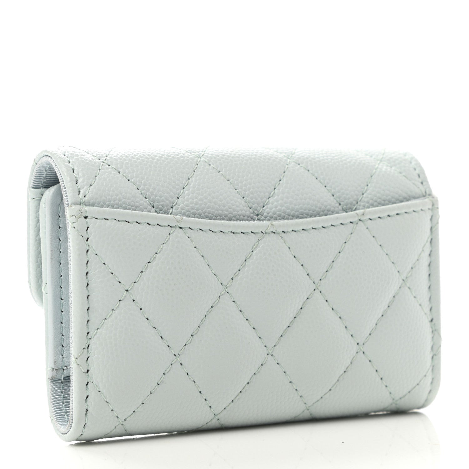 Chanel Caviar Quilted Classic 4 Key Holder Wallet Light Blue 3 of 8